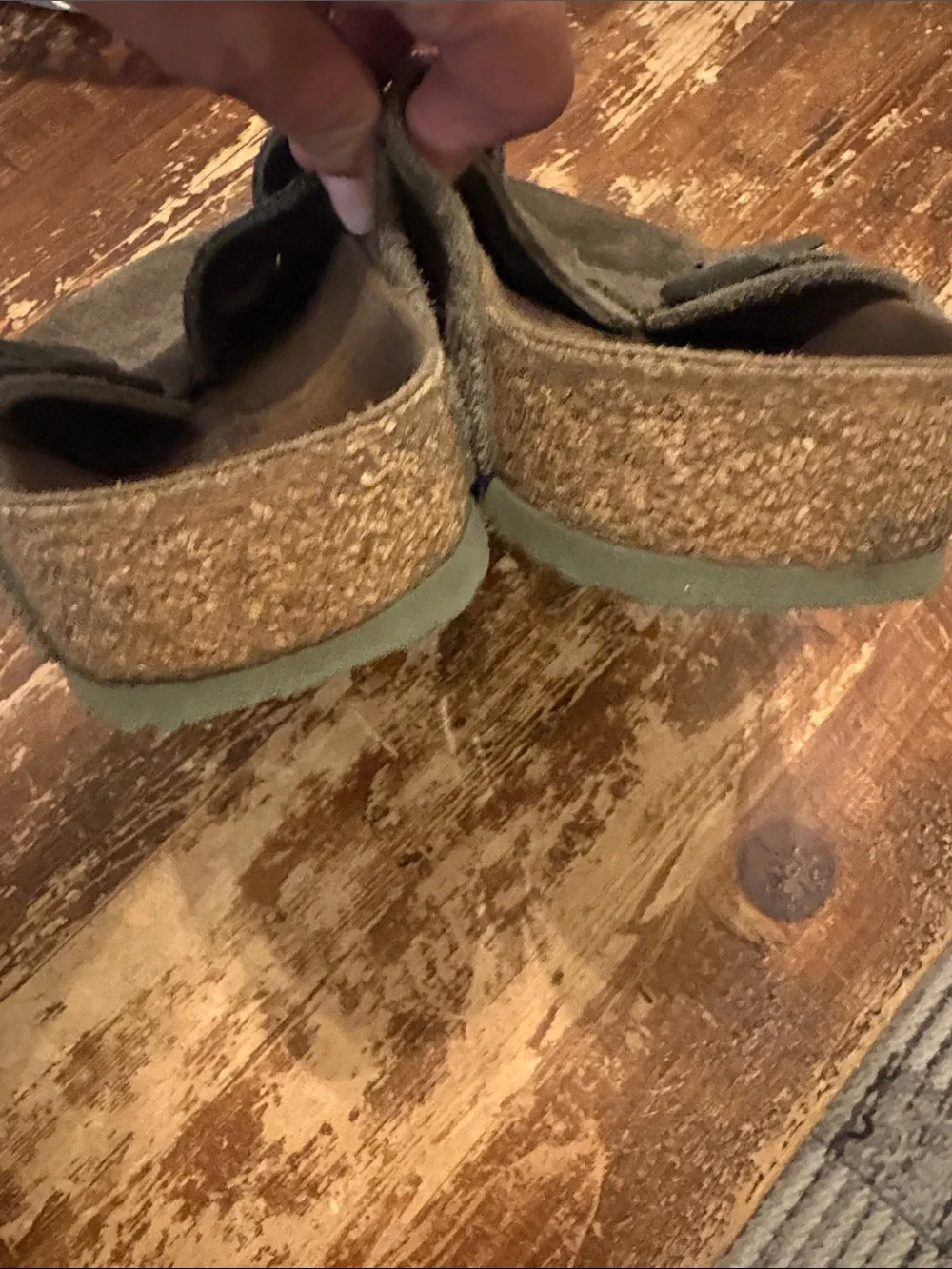 Birkenstock Kids Suede Clogs in Olive